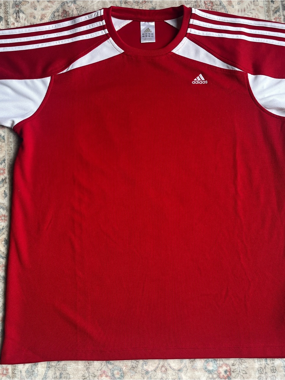 adidas Red and White Athletic Training Tee